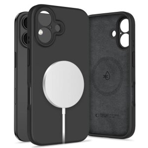 Husa MagSafe pentru Apple iPhone 16, Tech-Protect, Liquid Silicone, Neagra 