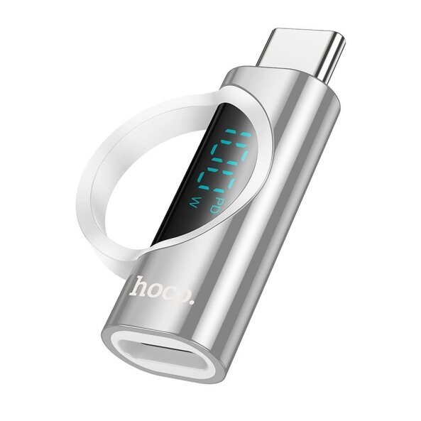 Adaptor Date si Incarcare USB-C - USB-C HOCO UA32 Display, Argintiu