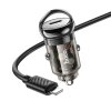 Incarcator Auto Cu Cablu Lightning HOCO Z53, 30W, 3A, 1 x USB-C, Negru 
