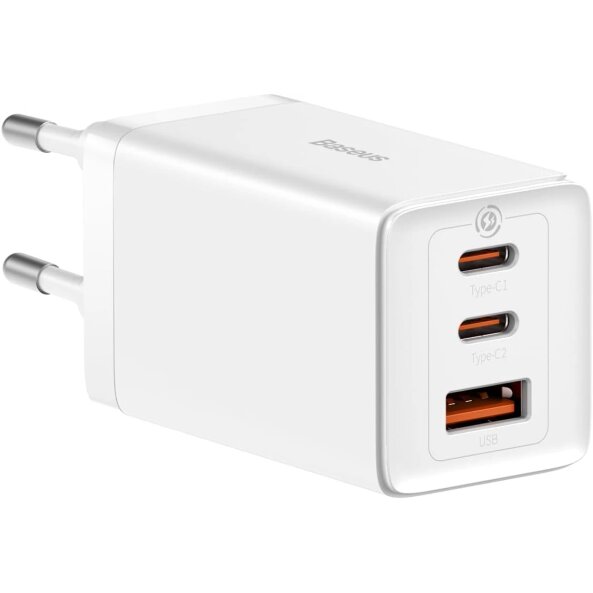 Incarcator Retea Baseus GaN5 Pro, 65W, 3.25A, 1 x USB-A - 2 x USB-C, Alb CCGP120202 