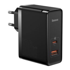 Incarcator Retea Cu Cablu USB-C Baseus GaN5 Pro, 100W, 5A, 1 x USB-A - 1 x USB-C, Negru CCGP090201 
