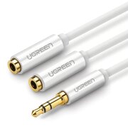 Adaptor Audio Splitter 3.5mm - 2 x 3.5mm UGREEN AV123 2in1, 0.25m, Alb