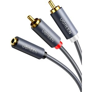 Cablu Audio 3.5mm - 2 x RCA UGREEN AV102, 1m, Gri 