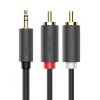 Cablu Audio 3.5mm - 2 x RCA UGREEN AV102, 5m, Gri 