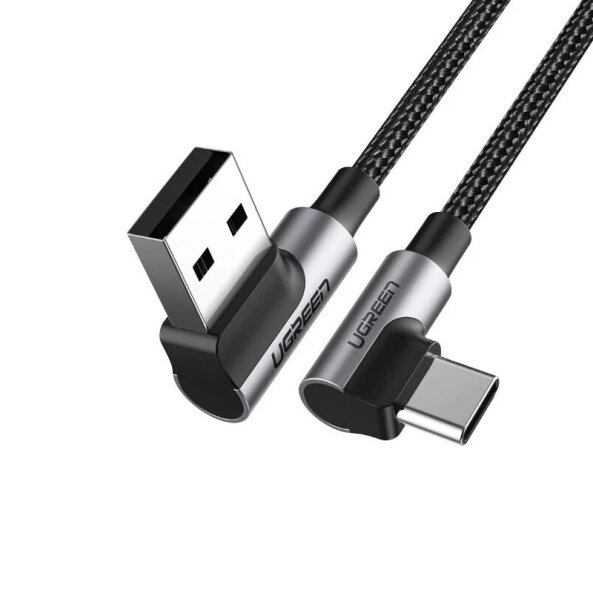 Cablu Date si Incarcare USB-A - USB-C UGREEN US176 Angled, 60W, 0.5m, Negru 