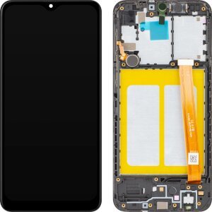 Display cu Touchscreen MP compatibil cu Samsung Galaxy A20e A202, cu Rama, Negru 