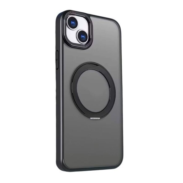 Husa MagSafe pentru Apple iPhone 14, OEM, Ring Rotating, Neagra 