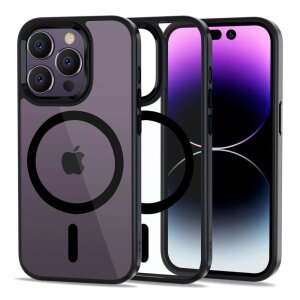 Husa MagSafe pentru Apple iPhone 14 Pro, Tech-Protect, Magmat Clear, Neagra 