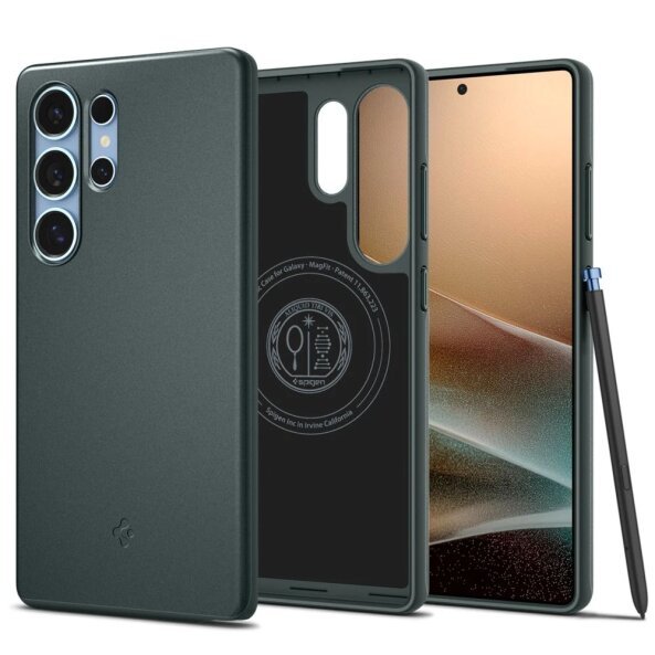 Husa MagSafe pentru Samsung Galaxy S25 Ultra S938, Spigen, Thin Fit, Verde ACS08947 