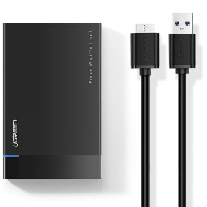 Rack UGREEN US221 pentru HDD / SSD SATA 2.5inch, USB 3.2, Negru