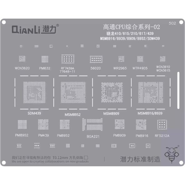 Sita BGA QIANLI QS502 pentru CPU Qualcomm SnapDragon 2 Series 