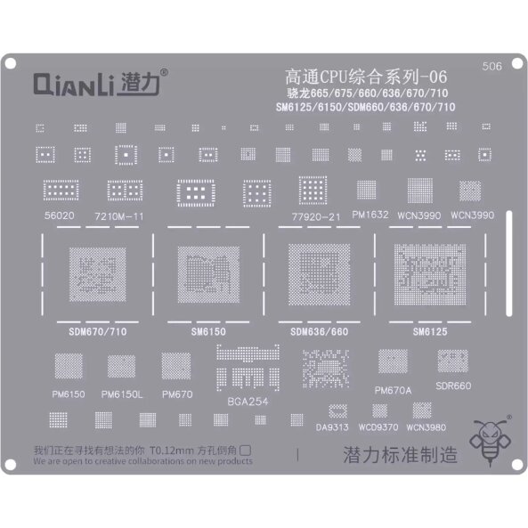 Sita BGA QIANLI QS506 pentru CPU Qualcomm SnapDragon 6 Series 