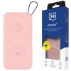 Baterie Externa Wireless 3MK PastelUp, 10000mAh, 22.5W, QC + PD + FQI, 1 x USB-A - 1 x USB-C - 2 x QI, Roz 