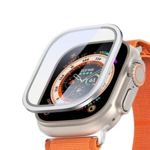 Folie Protectie DUX DUCIS Flas pentru Apple Watch Ultra Series, Sticla Securizata, Argintie 