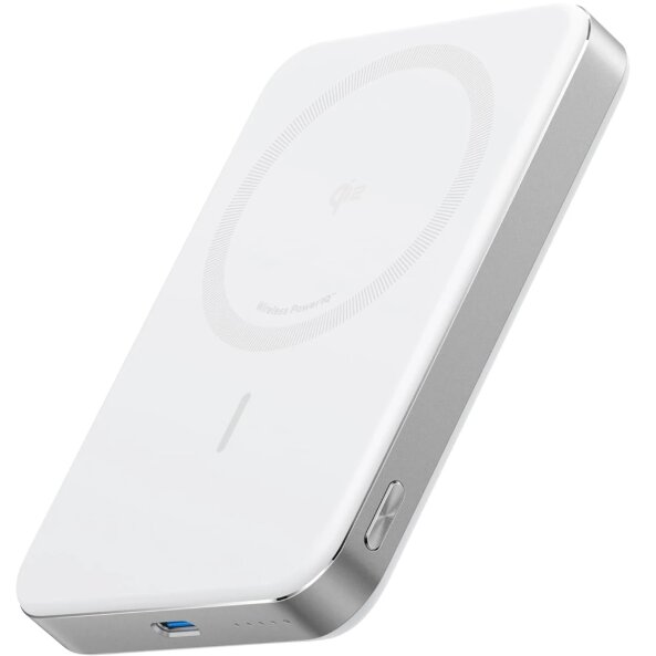 Baterie Externa Wireless Anker MagGo Slim, 10000mAh, 30W, PD + FQI, 1 x QI - 1 x USB-C, Alba A1664H21 