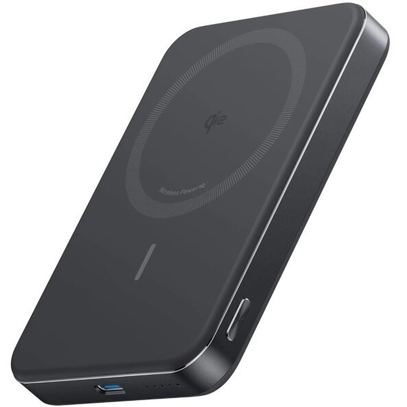 Baterie Externa Wireless Anker MagGo Slim, 10000mAh, 30W, PD + FQI, 1 x QI - 1 x USB-C, Neagra A1664H11 