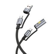Cablu Date si Incarcare USB-C / USB-A - USB-C / Bricheta HOCO U138, 60W, 1.2m, Negru 