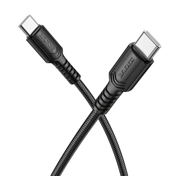 Cablu Date si Incarcare USB-C - USB-C Borofone BX116 Certain, 60W, 1m, Negru 