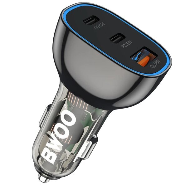 Incarcator Auto BWOO BO-CC96, 68W, 3A, 1 x USB-A - 2 x USB-C, Negru 