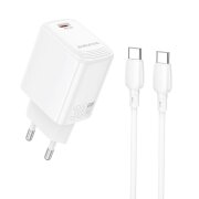 Incarcator Retea Cu Cablu USB-C Borofone BN28 Fuente, 30W, 3A, 1 x USB-C, Alb 