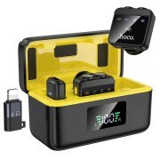 Lavaliera Bluetooth HOCO L17, USB-C / Lightning, Set 2 Bucati, Neagra 