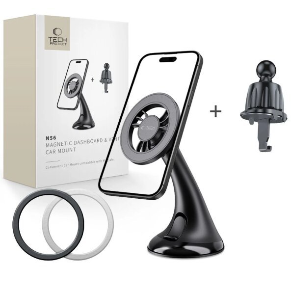 Suport Auto Magnetic Tech-Protect N56-2 2in1, Universal, Negru 