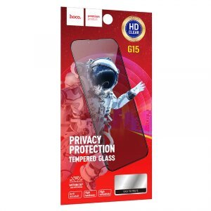 Folie de protectie Ecran Privacy HOCO G15 pentru Apple iPhone 15 Pro, Sticla Securizata, Full Glue, 5D 