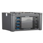 Incarcator Retea Mechanic V-Power with Display, 115W, 3A, 4 x USB-A - 4 x USB-C, Negru 