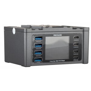 Incarcator Retea Mechanic V-Power with Display, 115W, 3A, 4 x USB-A - 4 x USB-C, Negru 