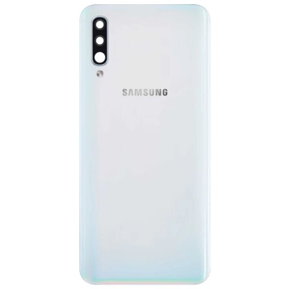 Capac Baterie Samsung Galaxy A70 A705, cu Geam Blitz - Geam Camera Spate, Alb, Swap