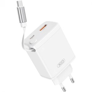 Incarcator Retea Cu Cablu USB-C XO Design CE31, 30W, 3A, 1 x USB-A - 1 x USB-C, Alb 