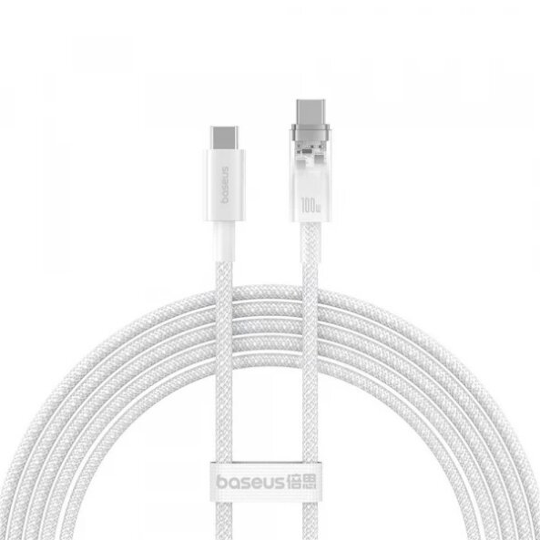 Cablu Date si Incarcare USB-C - USB-C Baseus Explorer, 100W, 2m, Alb P10319703221-01 