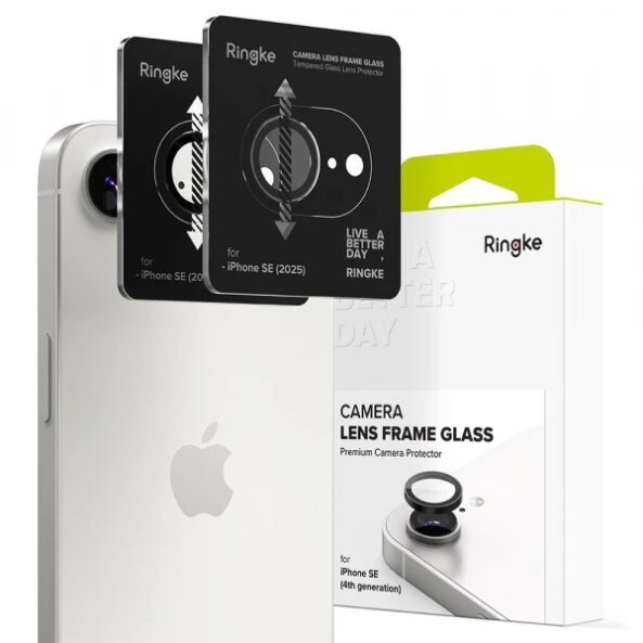 Folie de protectie Camera spate Ringke pentru Apple iPhone 16e, Sticla Securizata, Neagra