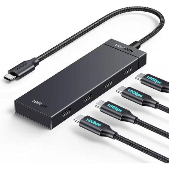 Hub USB-C UGREEN CM806, 4 x USB-C, 0.5m, Negru