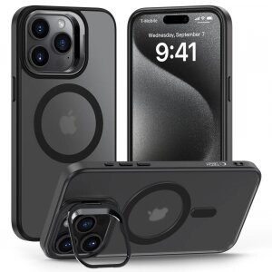 Husa MagSafe pentru Apple iPhone 15 Pro, Tech-Protect, Magstand, Neagra 