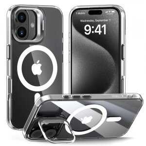 Husa MagSafe pentru Apple iPhone 16, Tech-Protect, Magstand, Transparenta 