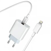 Incarcator Retea Cu Cablu Lightning Prestico F8S, 20W, 3A, 1 x USB-C, Alb 