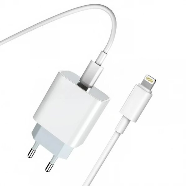 Incarcator Retea Cu Cablu Lightning Prestico F8S, 20W, 3A, 1 x USB-C, Alb 