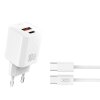 Incarcator Retea Cu Cablu USB-C XO Design L149, 30W, 3A, 1 x USB-A - 1 x USB-C, Alb 