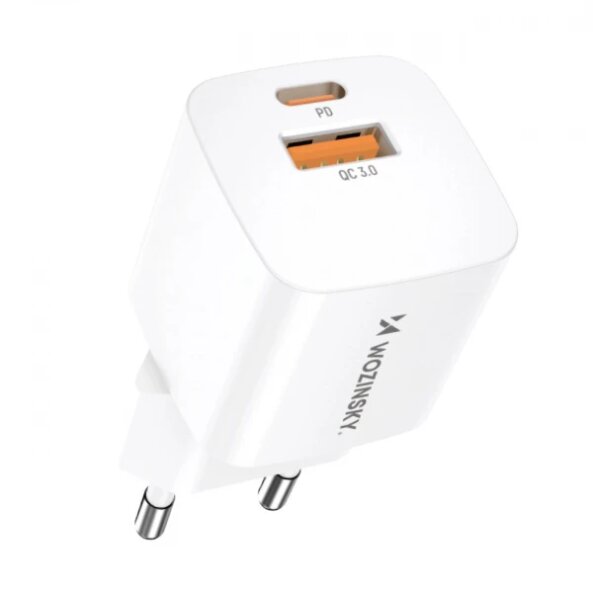 Incarcator Retea WZK CMWCW, 20W, 3A, 1 x USB-A - 1 x USB-C, Alb 