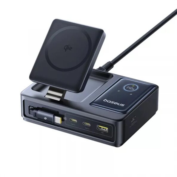 Incarcator Statie Baseus Nomos QI 5in1, 140W, 1 x USB-A - 2 x USB-C, Negru P10178800123-00