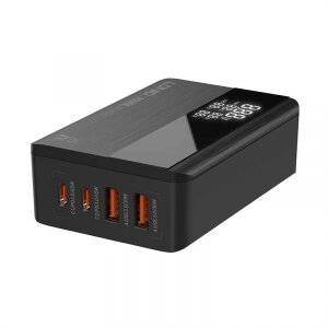 Incarcator Statie Ldnio Display A4808Q, 65W, 5A, 2 x USB-A - 2 x USB-C, Negru 