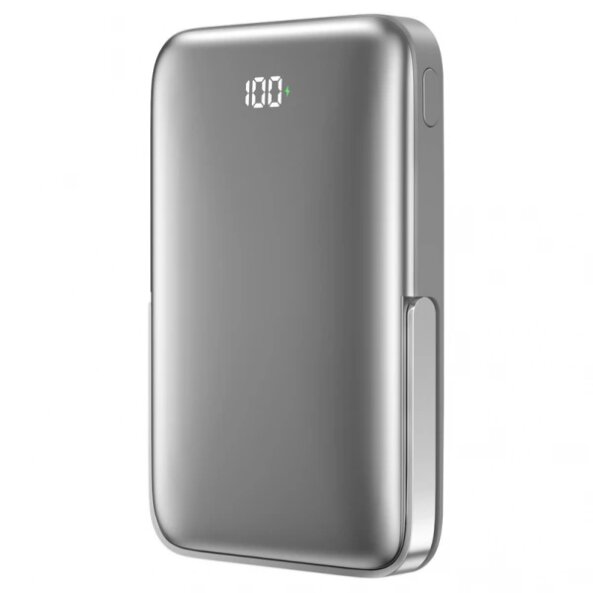Baterie Externa Wireless WiWu Wi-P018, 10000mAh, 20W, PD + FQI, 1 x QI - 1 x USB-C, Gri 