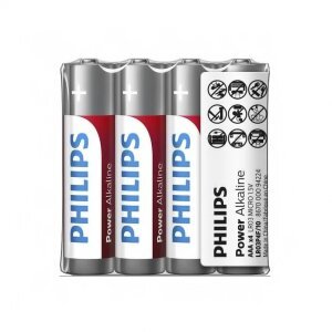 Baterie Philips Power Alkaline, AAA / LR3, Set 4 bucati Phil-LR03P4F/10 
