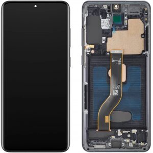 Display cu Touchscreen MP compatibil cu Samsung Galaxy S20+ G985, cu Rama, Versiune OLED, Negru 