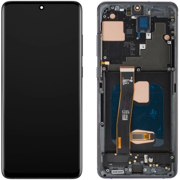 Display cu Touchscreen MP compatibil cu Samsung Galaxy S20 Ultra G988, cu Rama, Versiune OLED, Negru 