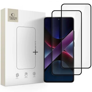 Folie de protectie Ecran Tech-Protect FIT+ pentru Xiaomi Poco X7 Pro, Sticla Securizata, Full Glue, Set 2 bucati, 2.5D 