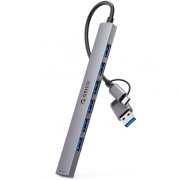 Hub USB-A / USB-C Orico YSA2-U3, 1 x USB-A 3.0 - 6 x USB-A, Gri