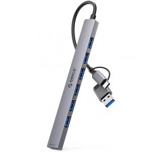 Hub USB-A / USB-C Orico YSA2-U3, 1 x USB-A 3.0 - 6 x USB-A, Gri