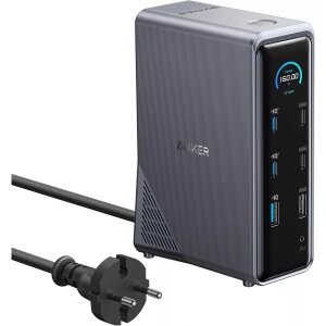 Hub USB-C Anker Prime 737, 2 x USB-A 3.0 - 3 x USB-A - 5 x USB-C - 2 x HDMI - 1 x Jack 3.5mm - 1 x RJ45, Negru A83B63A1 